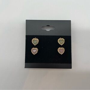 Heart Gold Outline Stud Earring Set